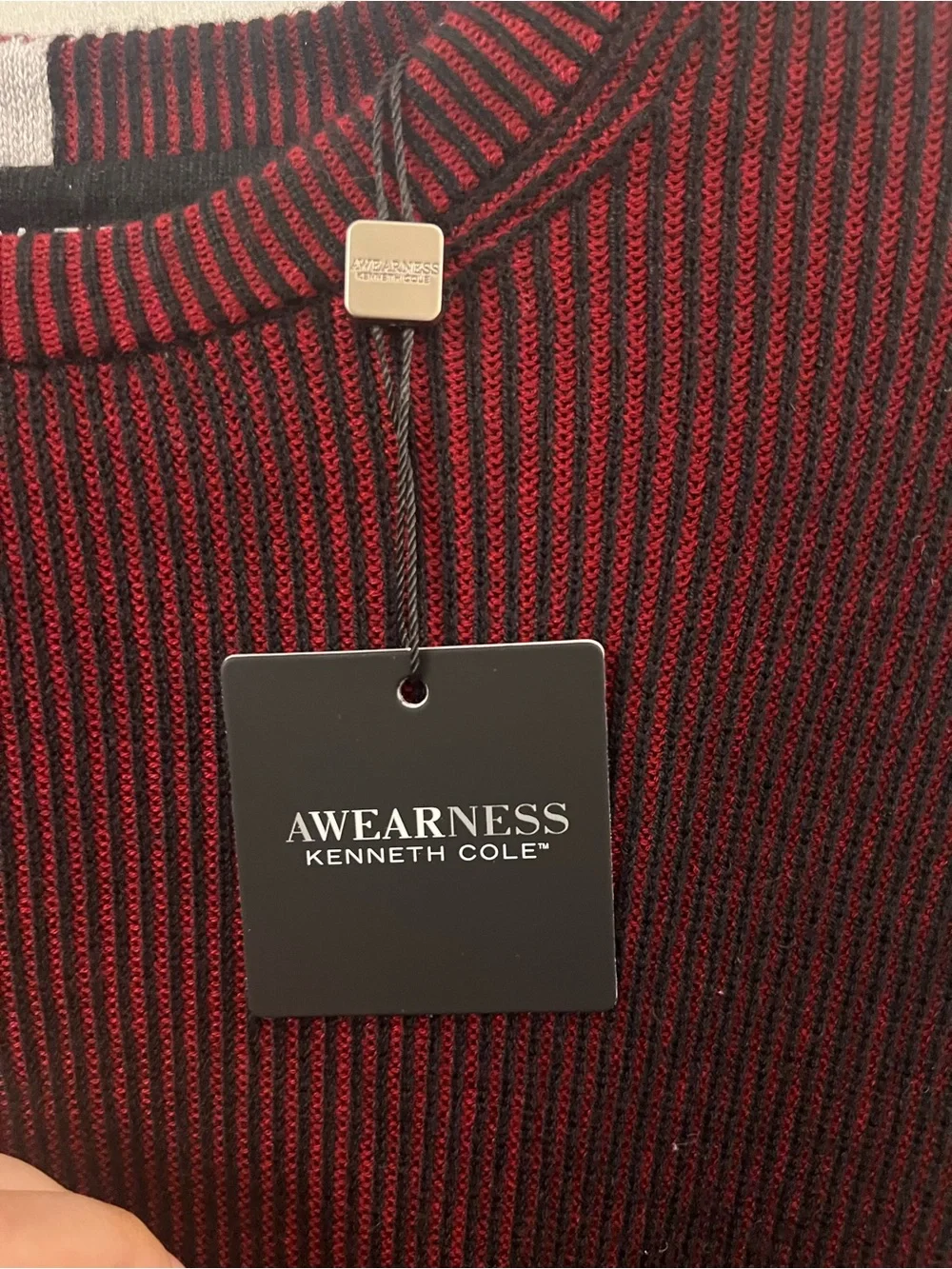NWT Kenneth Cole Awareness Sweater Crew Neck Men's Slim Fit Medium Red Black